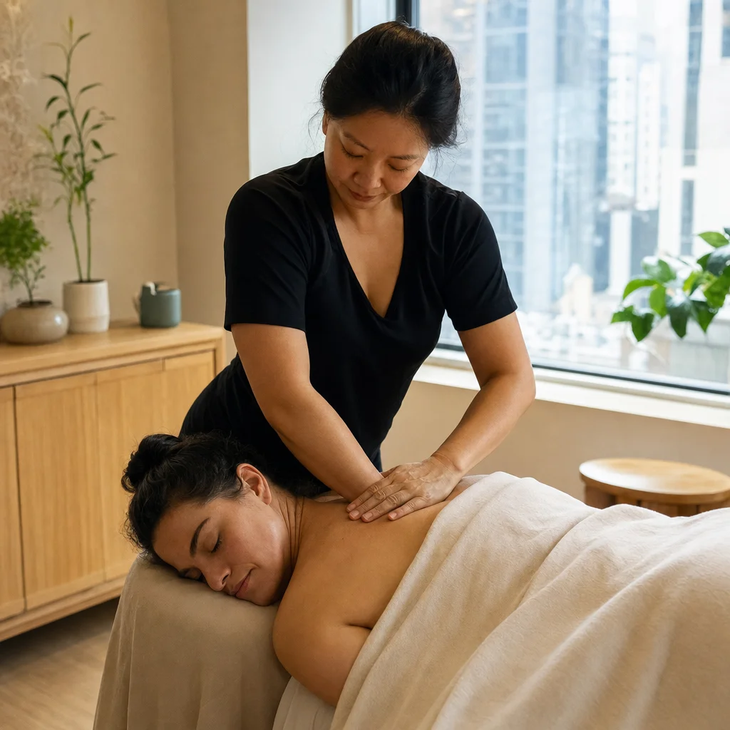 Focused therapeutic pressure applied to the shoulder region