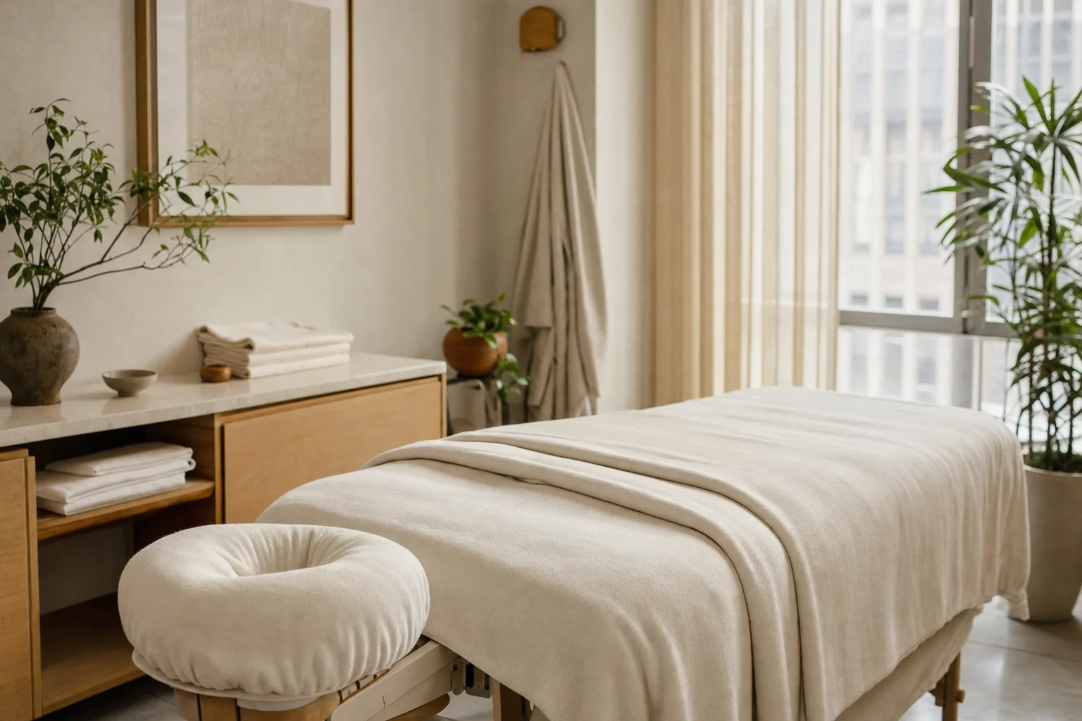 Room prepared for a Head Massage session