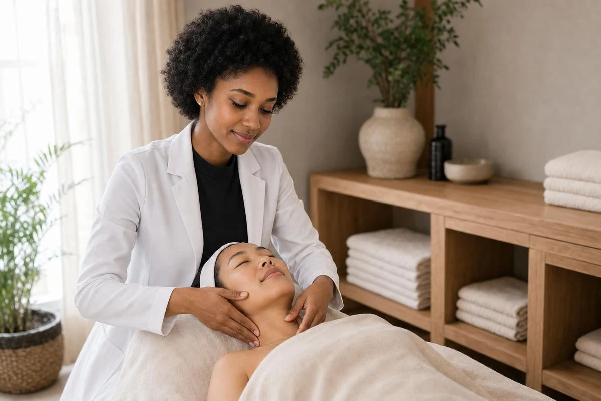 Comfort assessment conversation before a lymphatic drainage session