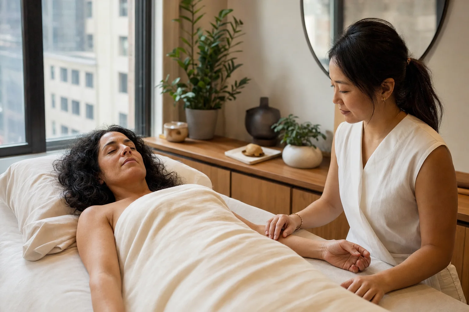 Personalized acupuncture treatment in a private women's wellness session