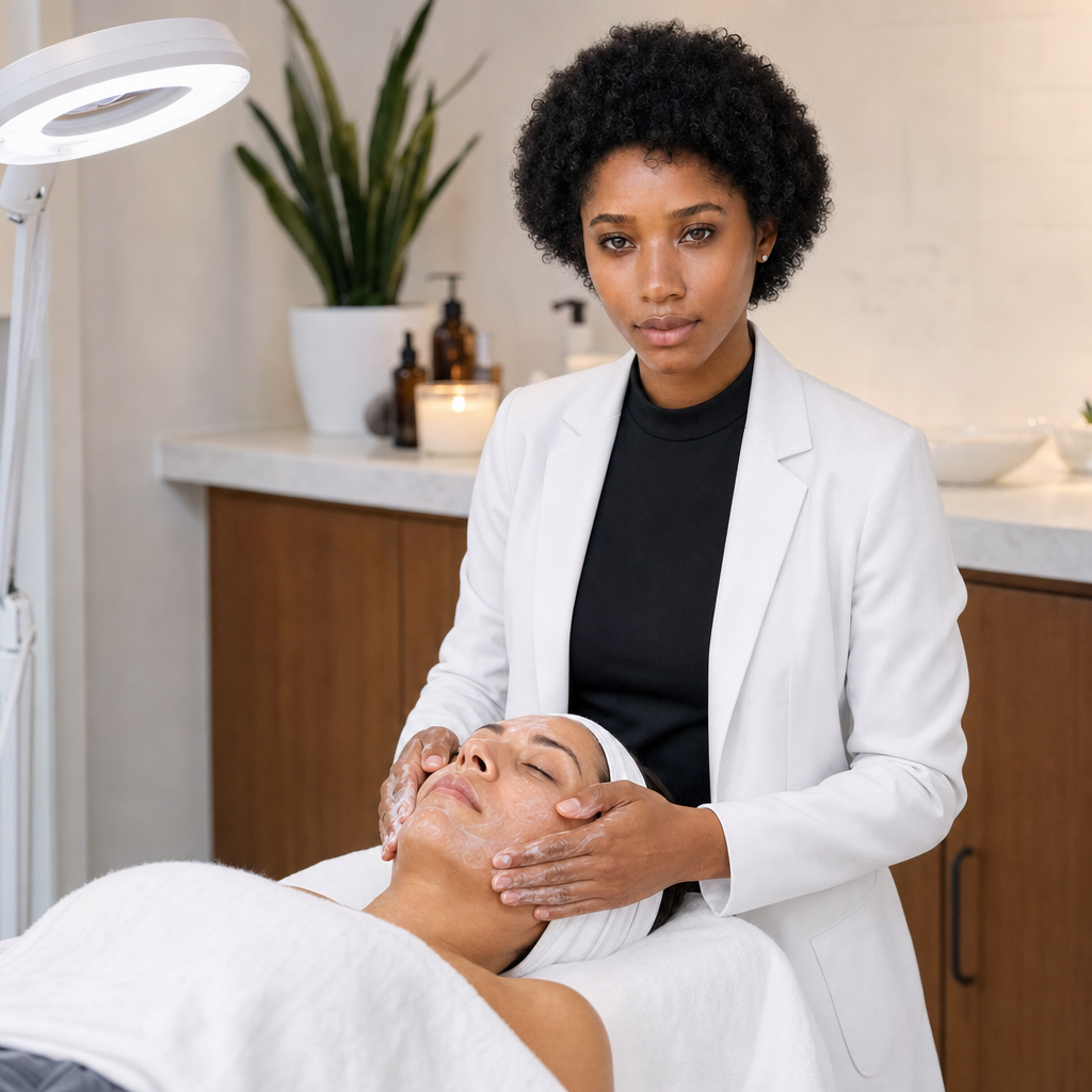 Facial cleansing step with cream-care protocol
