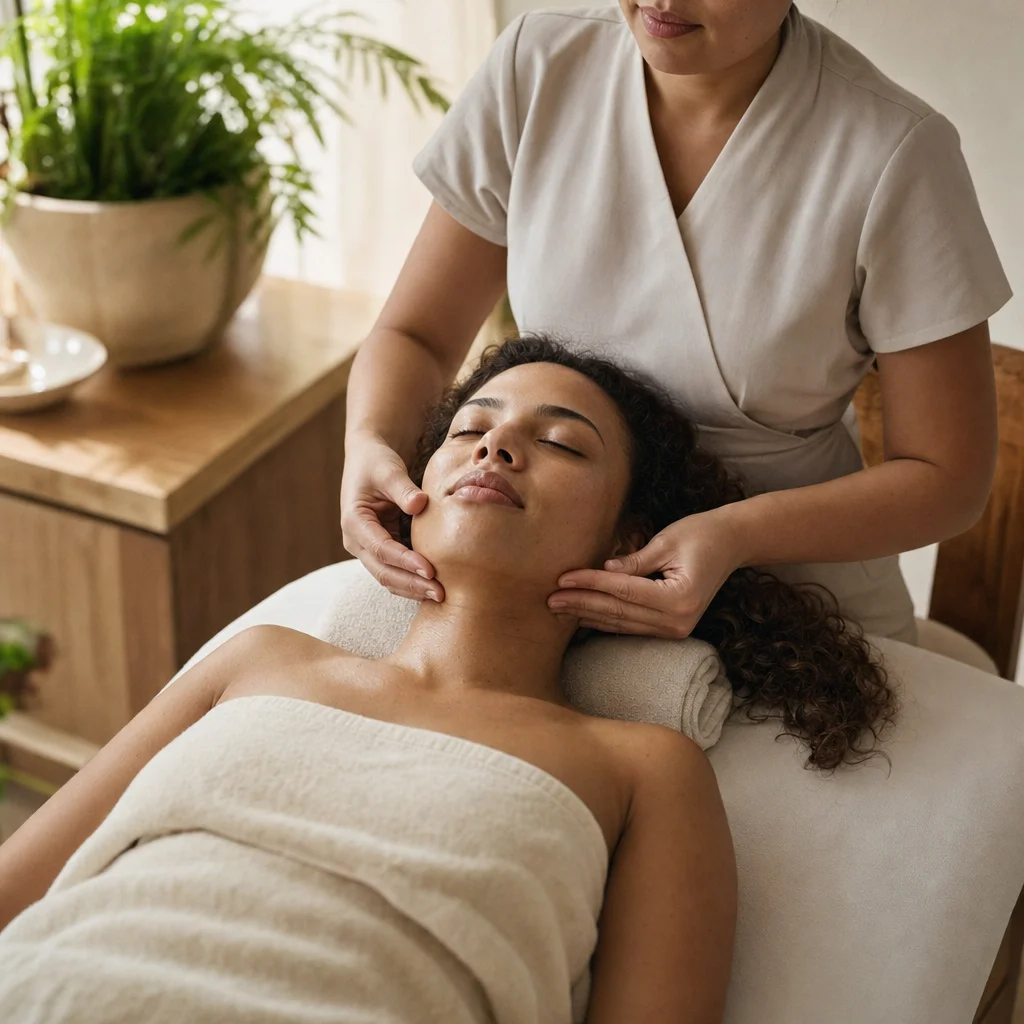 Face massage after mask during Hydro-Facial