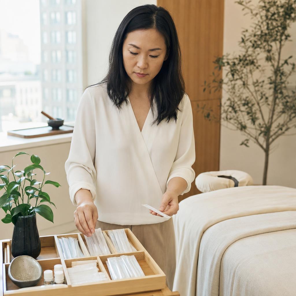 Practitioner selecting sterile single-use needles for a personalized treatment