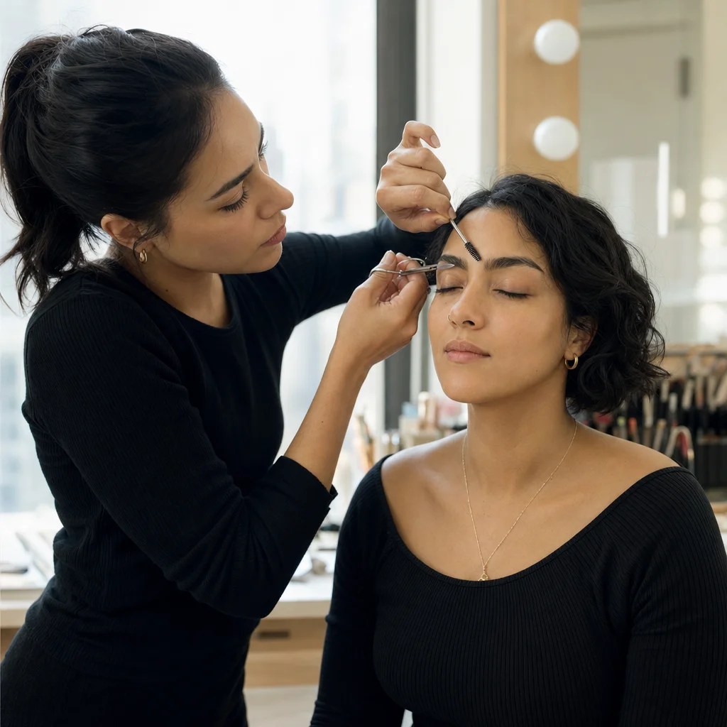 Precise brow trimming and shaping with professional tools