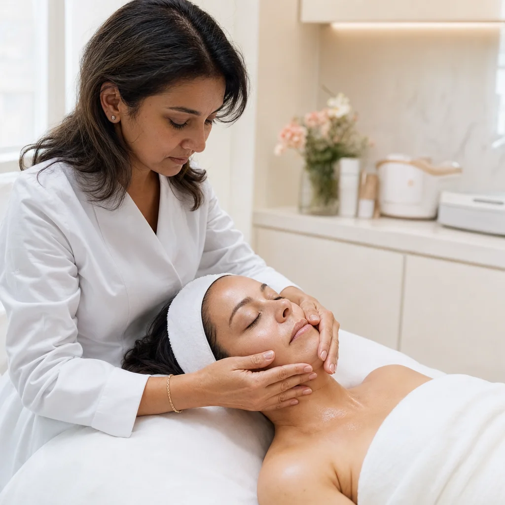 Extended facial massage during Advanced Rejuvenation Facial