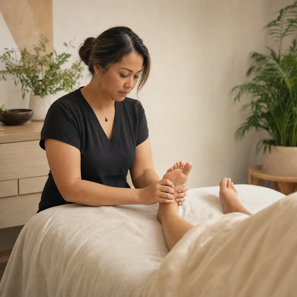 Reflexology pressure work along the arch
