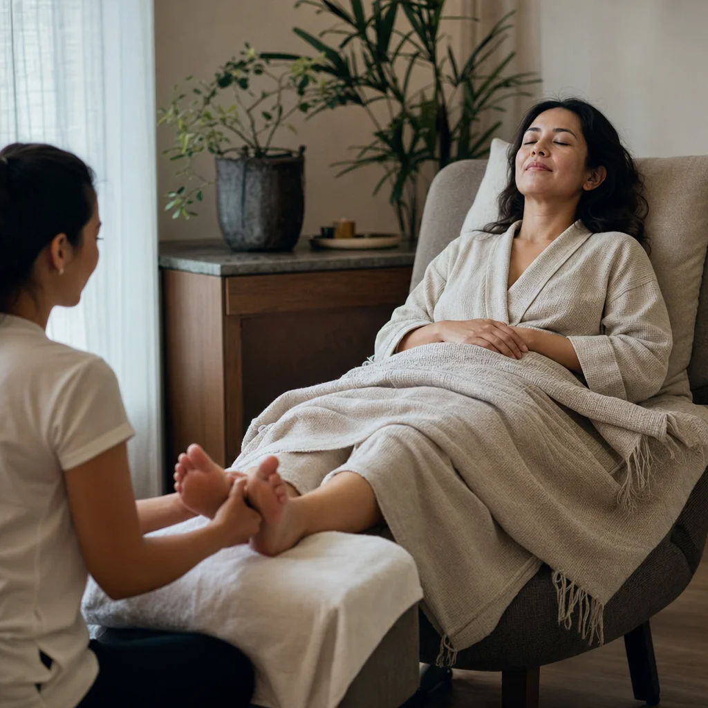 Resting after a foot reflexology session