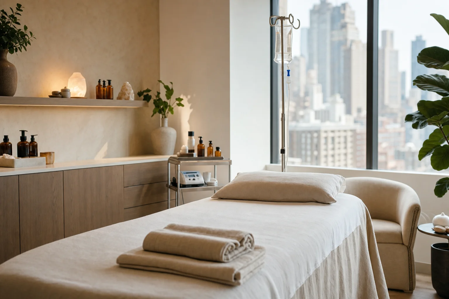 Healing suite prepared for a comprehensive multi-step wellness course