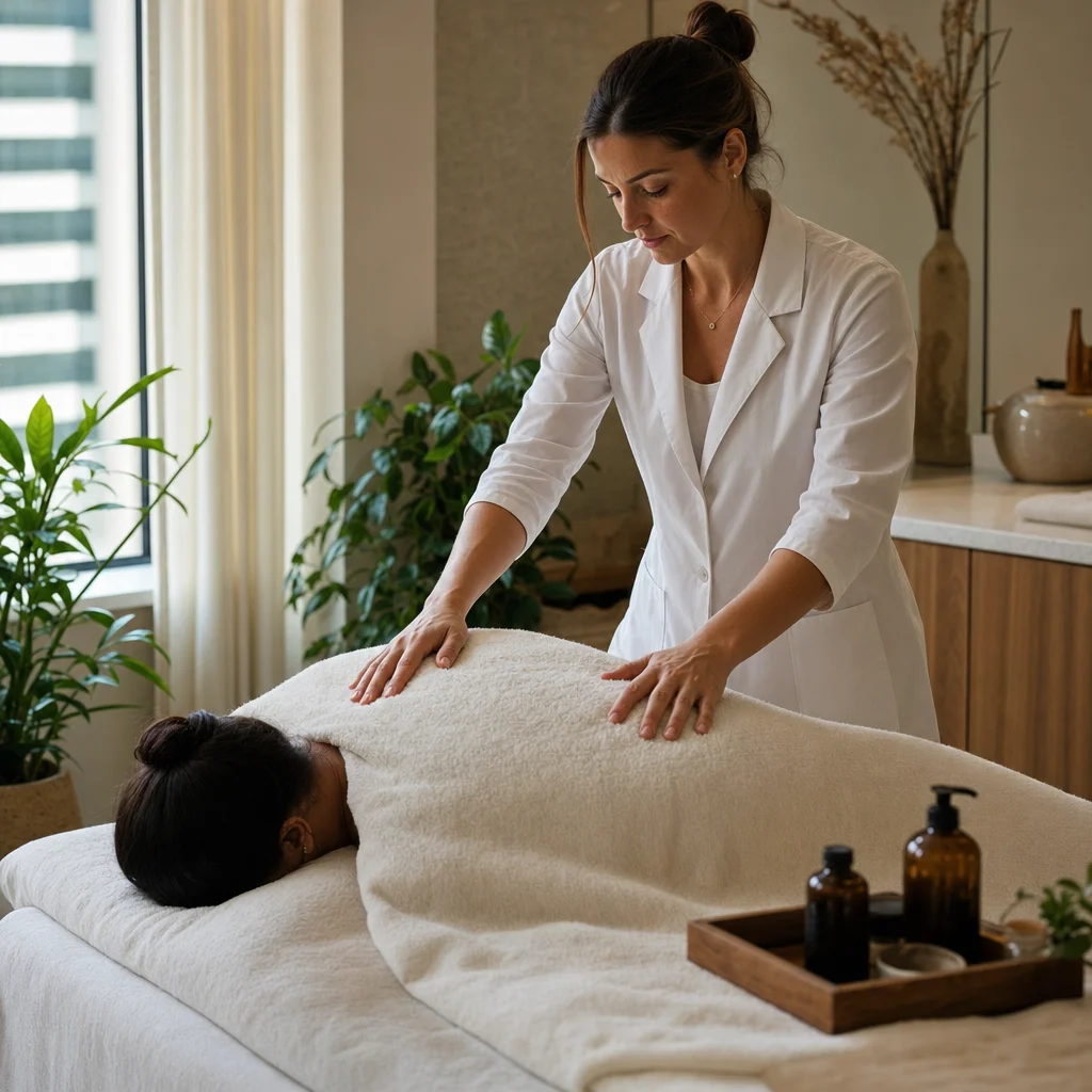 Aromatic body healing care with full towel draping