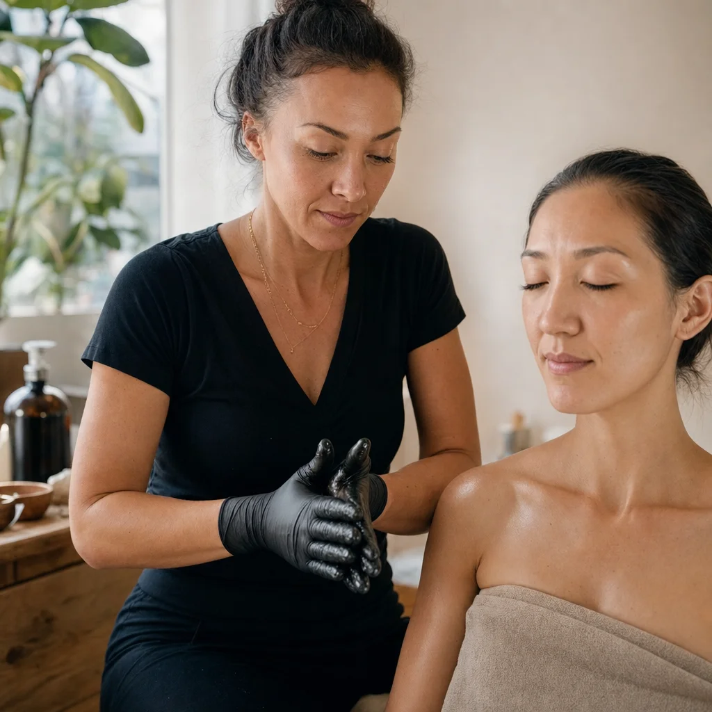 Warming aromatic oil before body healing care