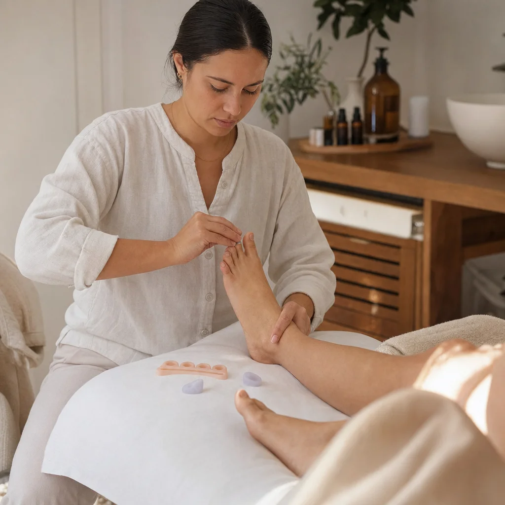 Foot phalanges therapy with careful toe work