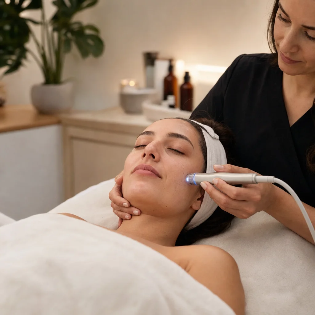 Client relaxing during Neuro Alpha facial care