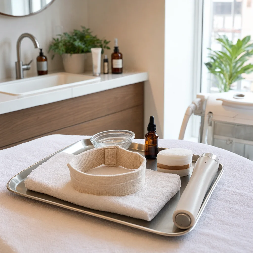 Neuro Alpha facial setup prepared on a clean tray