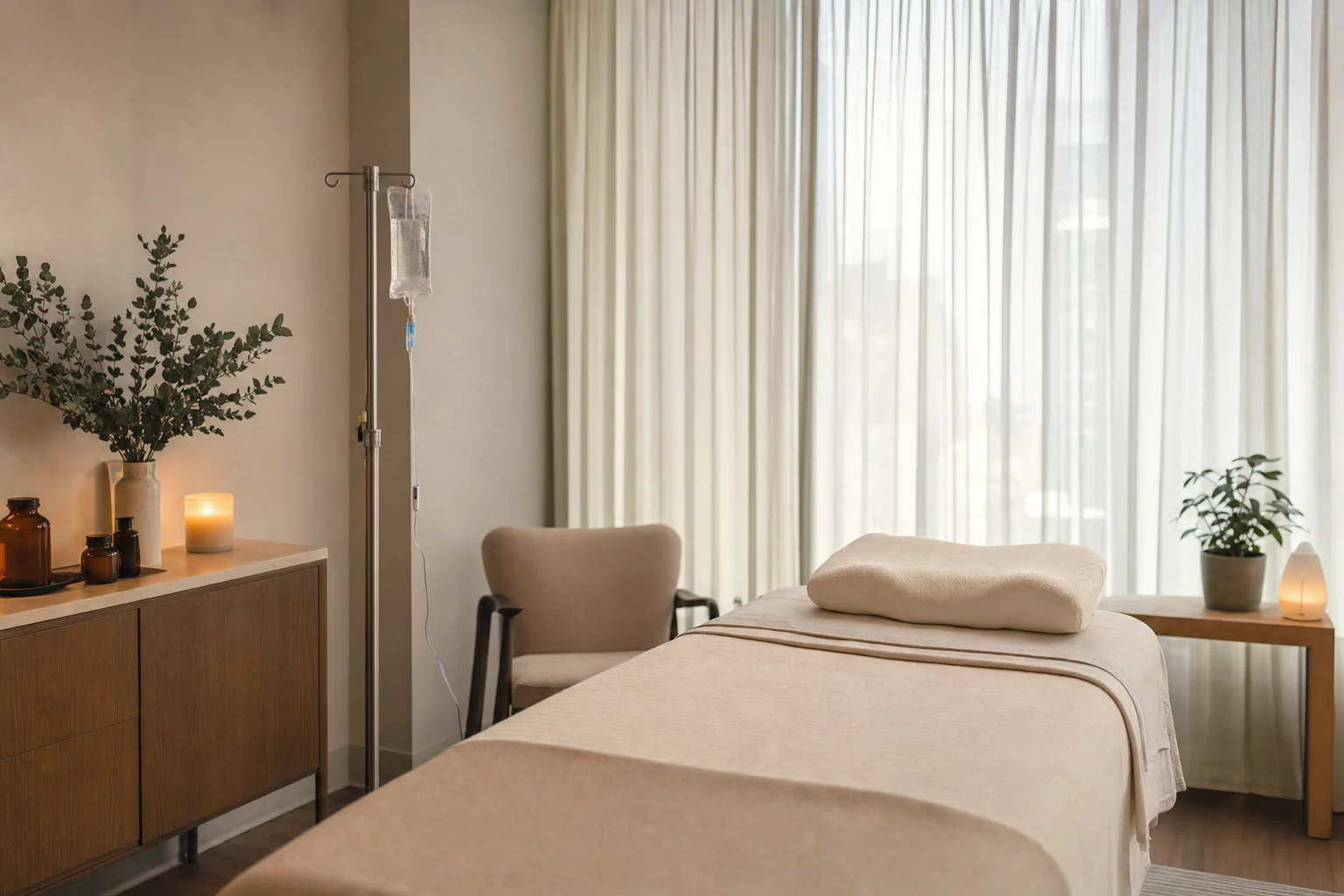 Sleep suite prepared for a Neuro Pillow session