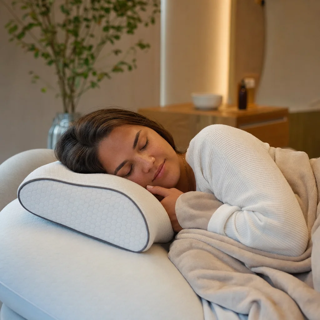 Resting on a Neuro Pillow during a sleep session