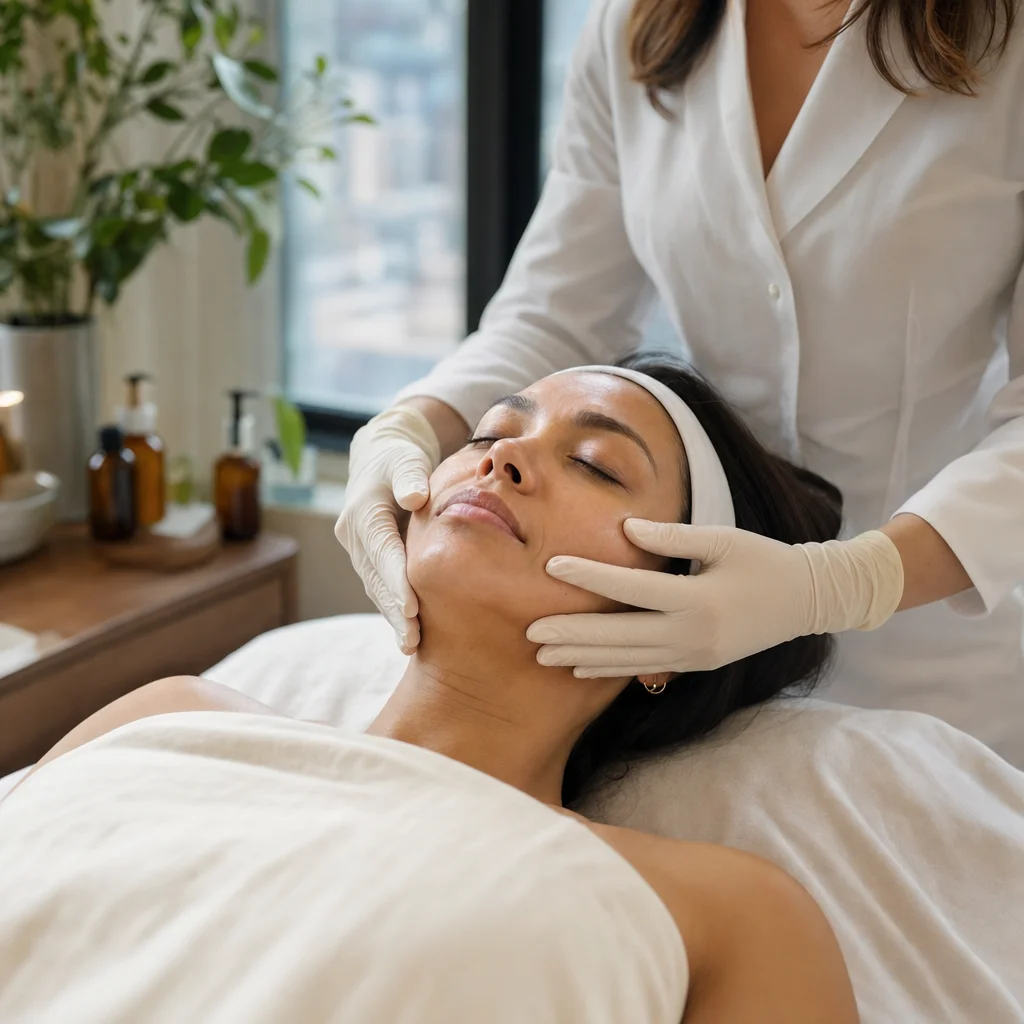 Power lifting facial massage along the jawline
