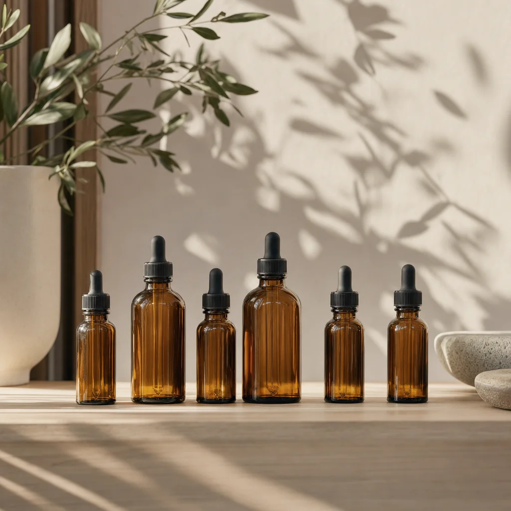 POI Aroma essential oil bottles arranged for therapy