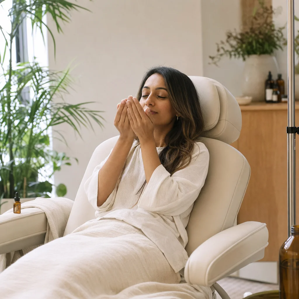 Aromatic inhalation moment during POI Aroma Therapy