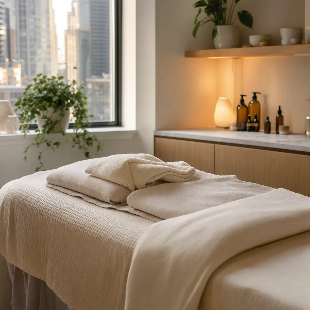 Warmth therapy setup with soft compress and linens