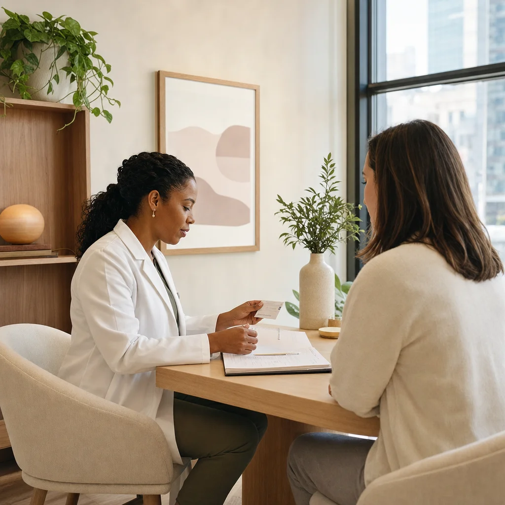 Consultation before a two-hour acupuncture and massage therapy session