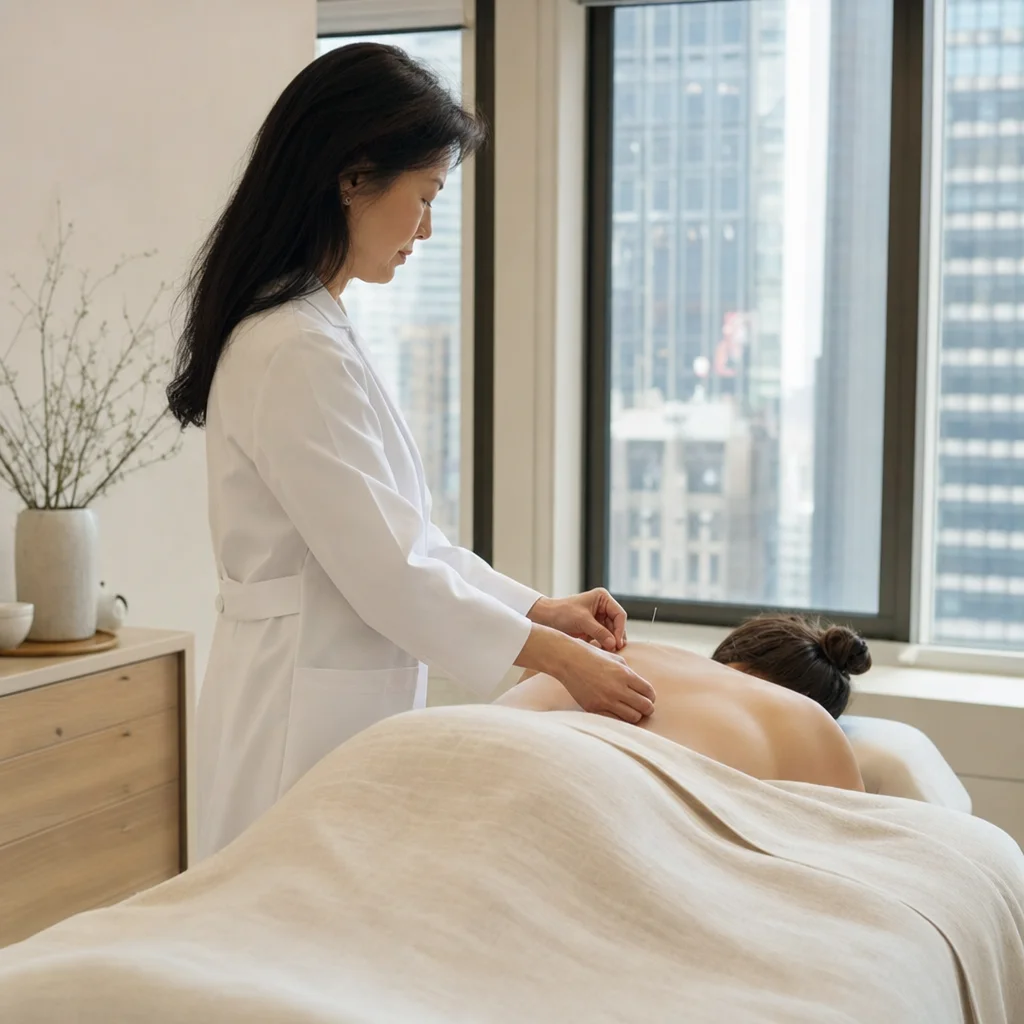 Acupuncture during a two-hour therapy session