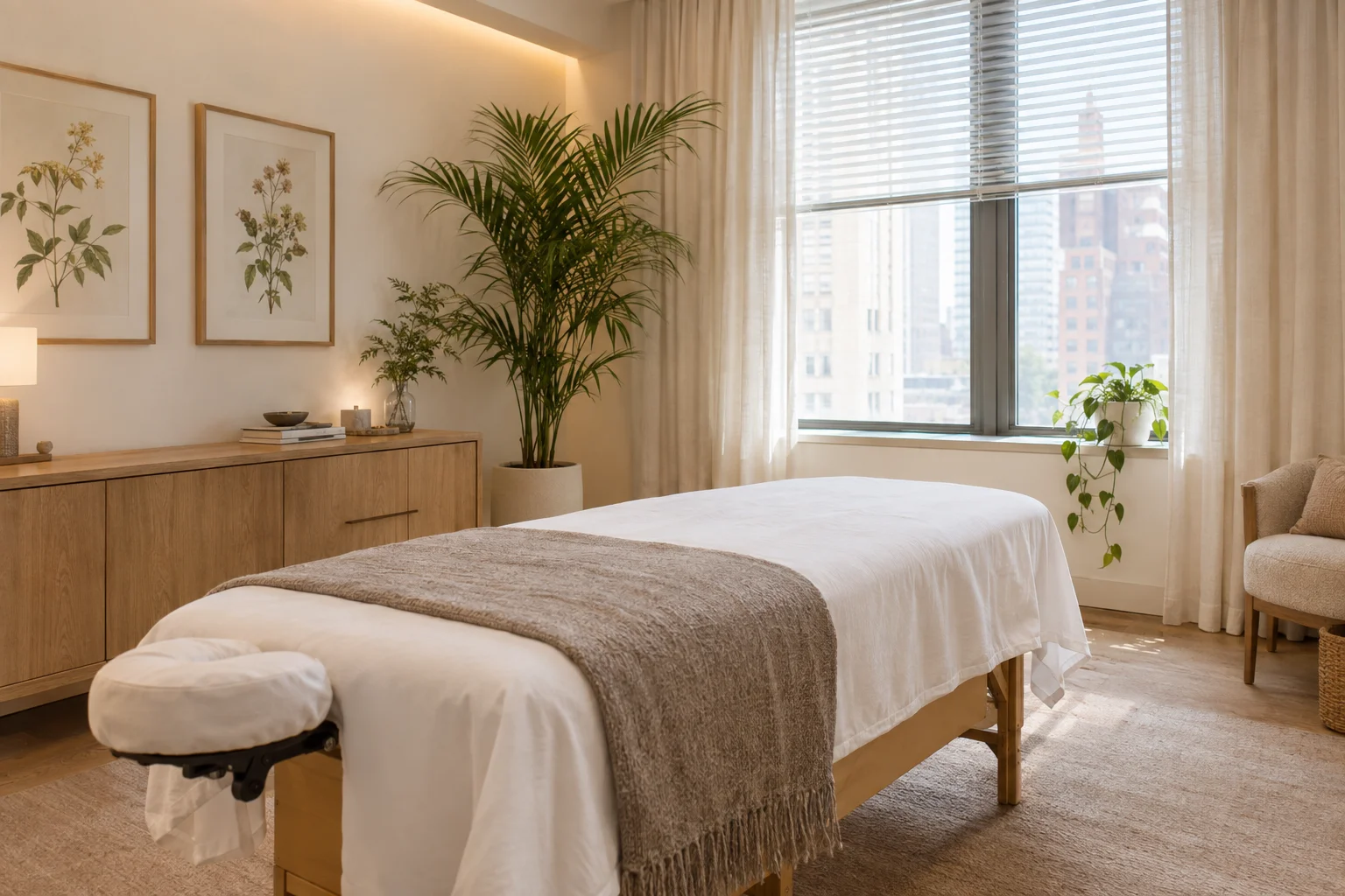 Treatment room for a 45-minute cash chiropractic session