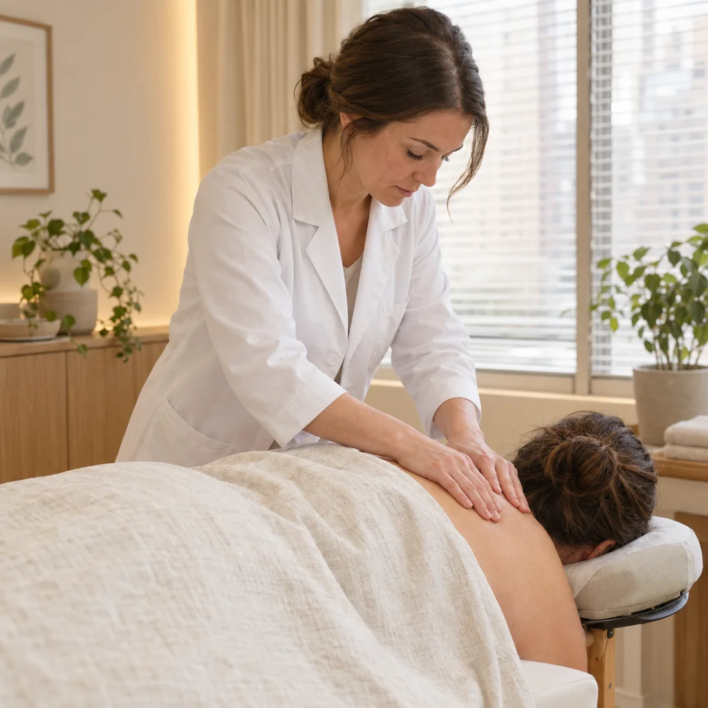 Hands-on soft-tissue support during initial chiropractic visit