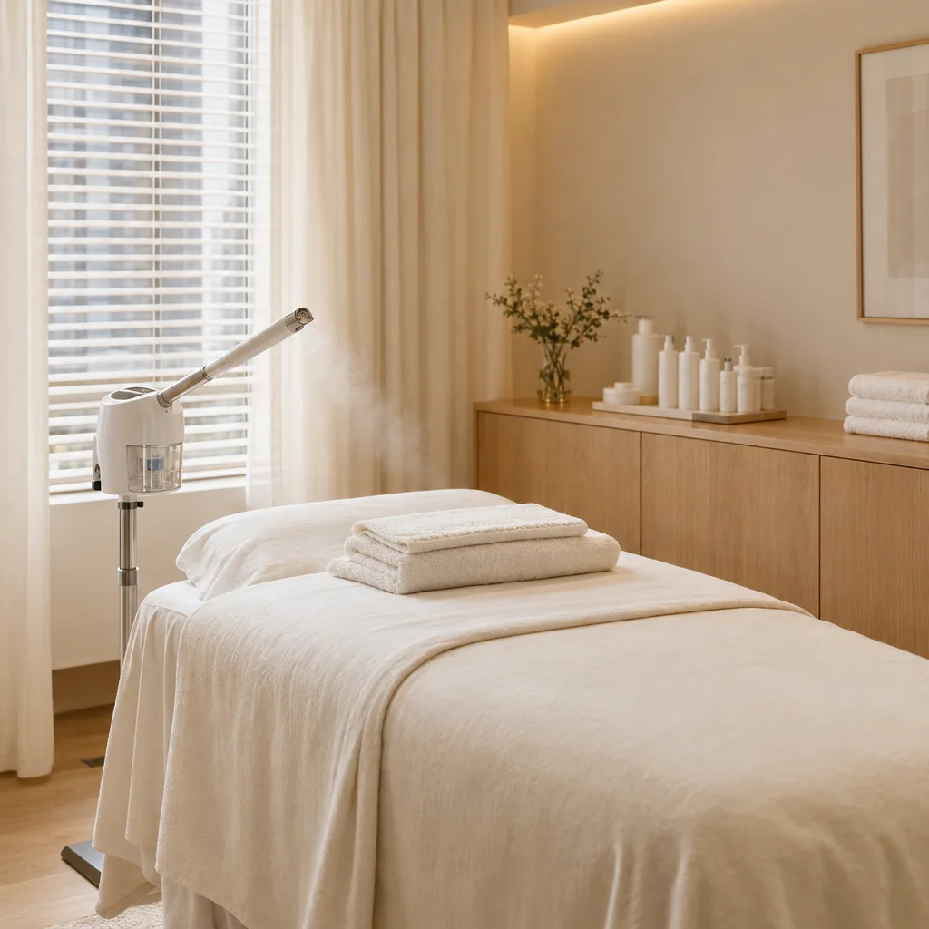 Steamer and cleansers prepared for a Classic European Facial