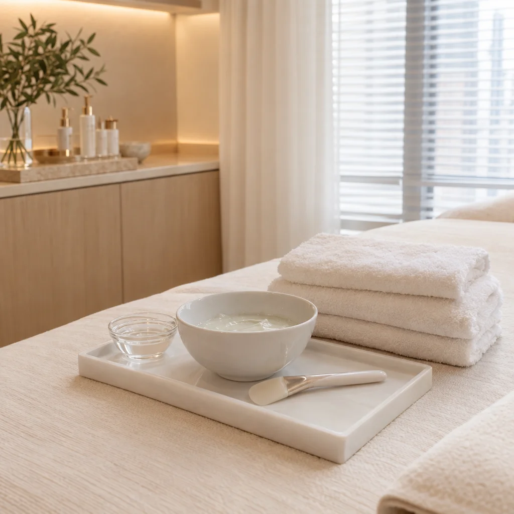Brightening mask tools prepared for an express facial