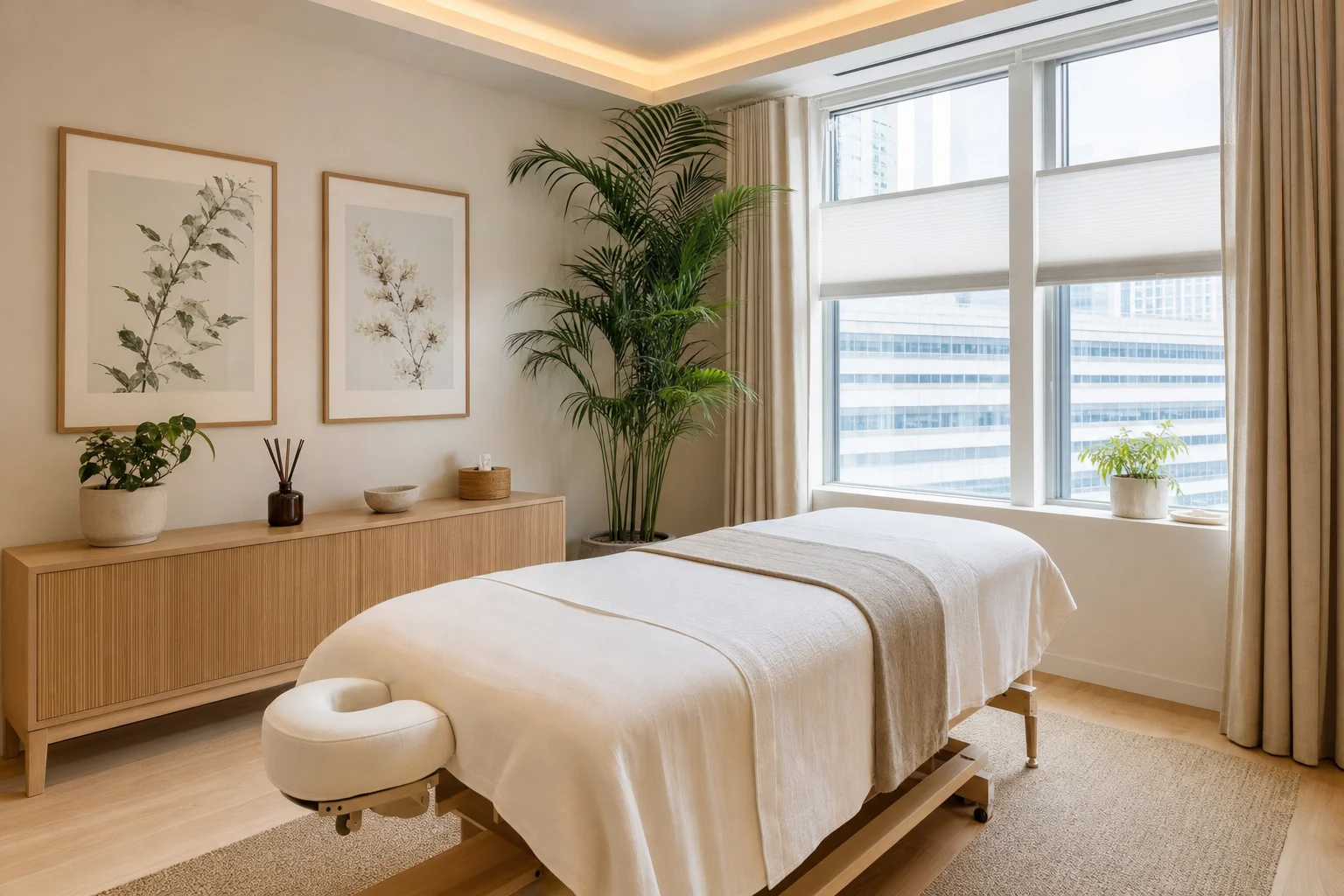 Treatment room prepared for an insurance chiropractic visit