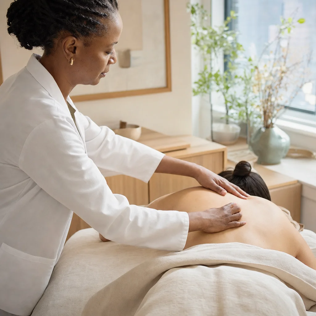 Hands-on soft-tissue support during chiropractic care