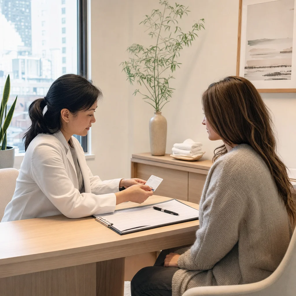 Insurance intake and benefit review before a physical therapy session