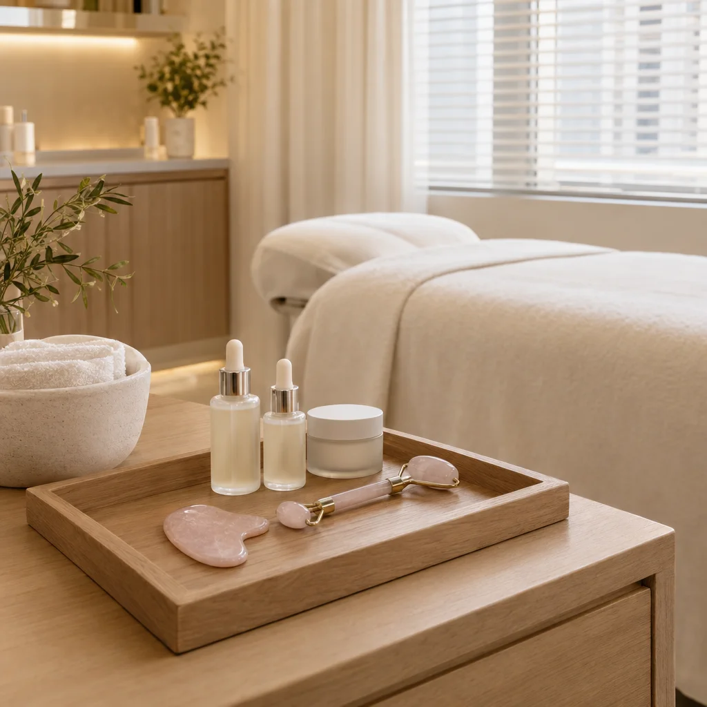 Firming tools prepared for Peptide Cryo Facial finish