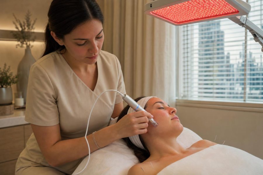Microneedling with constitutional acupuncture and LED at K Wellness NYC