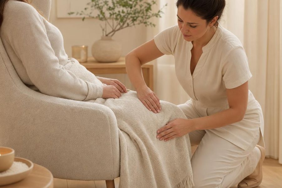 A calming visit for people who want to feel more physically settled. It is not neurology care.