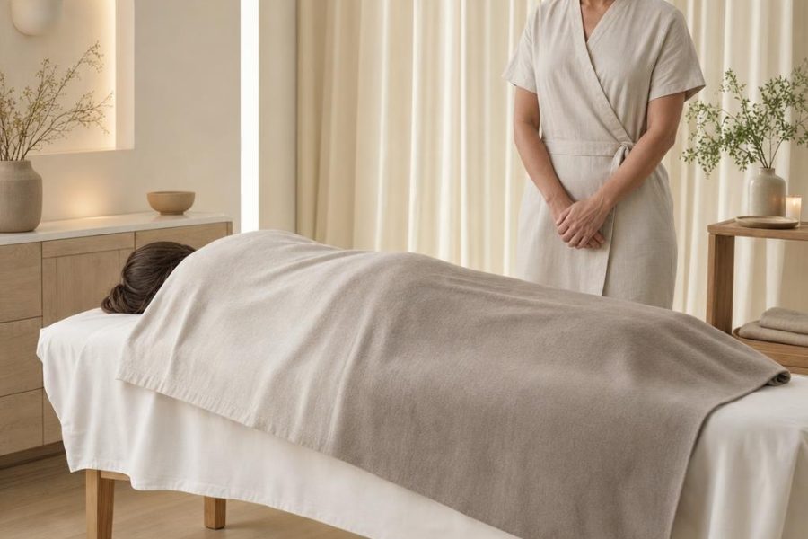 A slow unwinding session. You are positioned for ease. No cure or anti-aging claim is made.