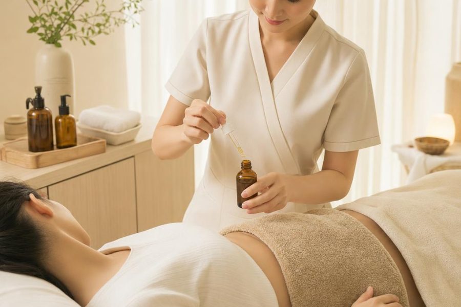 A warmth session over a draped body. A warm towel rests on the outside of the sheet, and you can ask for less heat.